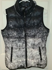 Marc New York Hooded Puffer Vest Black White  Gradient Cool Zippered Pockets