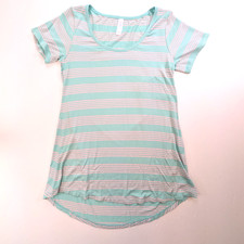 LuLaRoe Classic T XXS Pink Seafoam Striped High Low Hem NWT