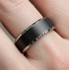 8mm Black Tungsten Men’s Wedding Band – Brushed Steel Tone With Beveled Edges — photo 2