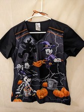 Disney Mickey Women's Halloween Back Tie Scrub Top Size Small