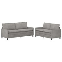Sofa Set 2 Sitzer Hellgrau Samt Couch Wohnzimmer Polsterbank