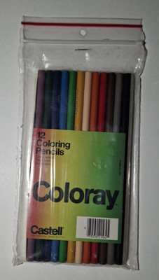 Coloray 12 Coloring Pencils Cedar wood thick lead vivid colors NEW Castell USA
