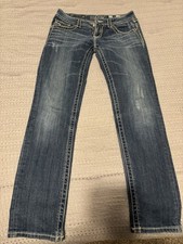 Miss Me Womens Signature-Rise Skinny Embellished Embroidered Rhinestone Jeans 30