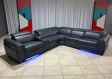 Tannous Leather Electric Recliner Corner Sofa-Modular Sofa/Bluetooth/USB/LED