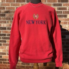 Vintage 90s New York Red Embroidered size XL crewneck sweatshirt