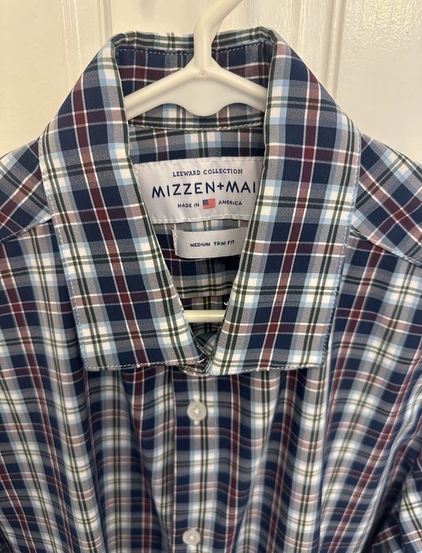 Mizzen & Main Leeward Button Down Shirt Mens Medium M Summer Plaid Trim Fit NWOT