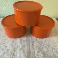 Hip Set of 3 Mepal Rosti Denmark Mod MCM Vintage Orange Containers w/Lids