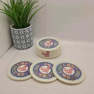 Rare Vintage 60s Goa Indian Portuguese Drink Coasters Set ''GOA TOURISM'' Flowers