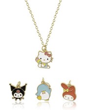 Hello Kitty and Friends Charm Necklace for Women Official License, 16" 3" Gol...