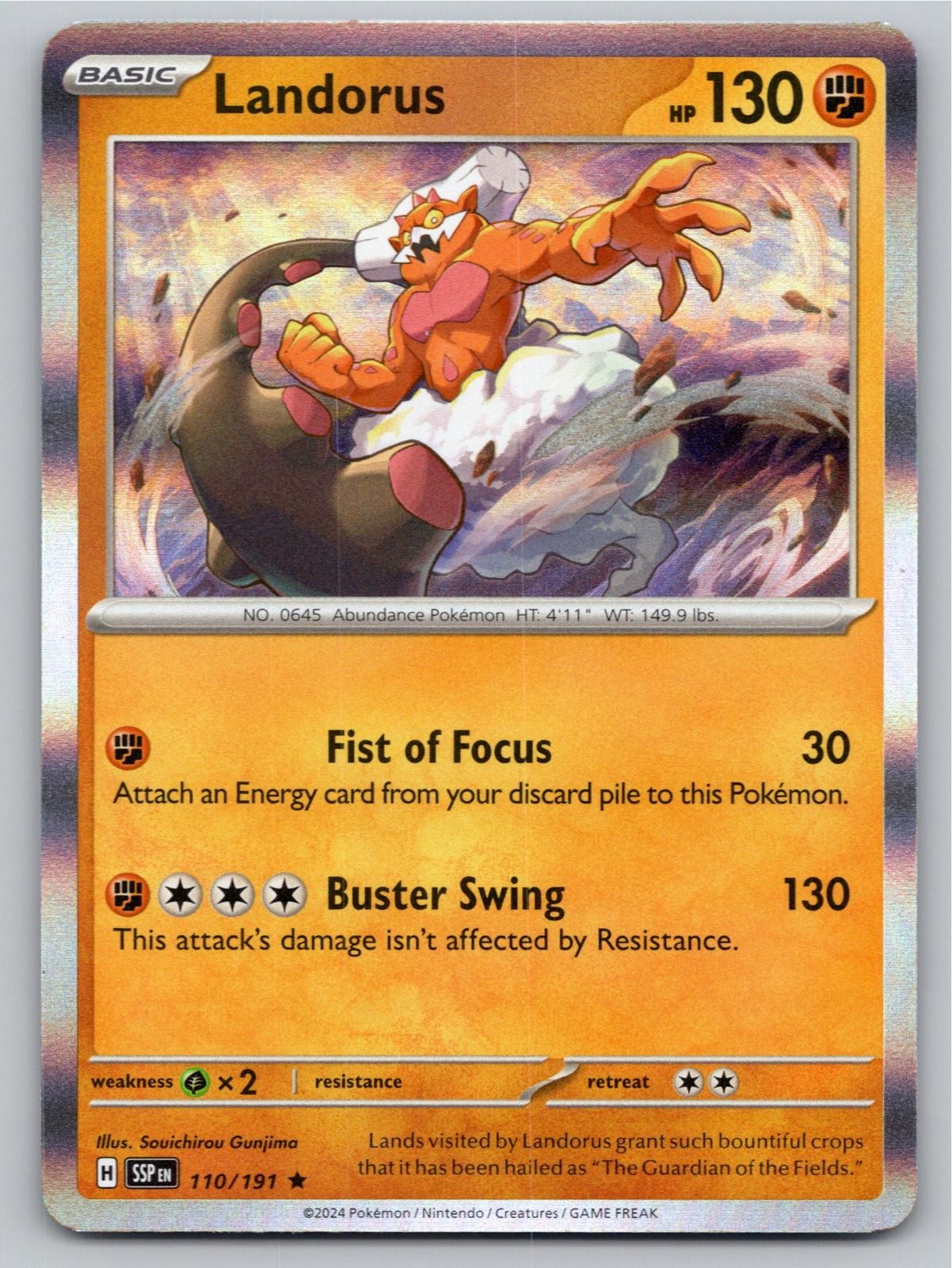 2024 POKEMON LANDORUS SURGING SPARKS 110/191 HOLO R NM A55550 FREE S&H