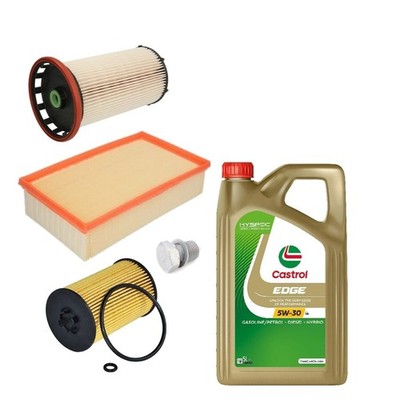 5L CASTROL LL & OIL AIR FUEL SERVICE KIT PACK FOR  AUDI A3 SPORT 1.6 TDI 2012+