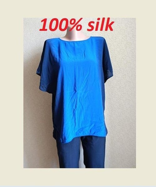 Women French Connection Shirt Navy Silk 38
