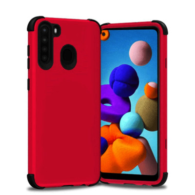For Samsung A21 King Dual Layer Tough Hybrid Case HOT PINK