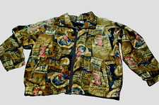 ACTIVOLOGY 80 90's Y2K 100 SILK Jacket NAUTICAL SEA OCEAN SAILOR MOMCORE COAST