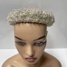 White Pearl Beads Bridal Headpiece Tiara Hair Accessory