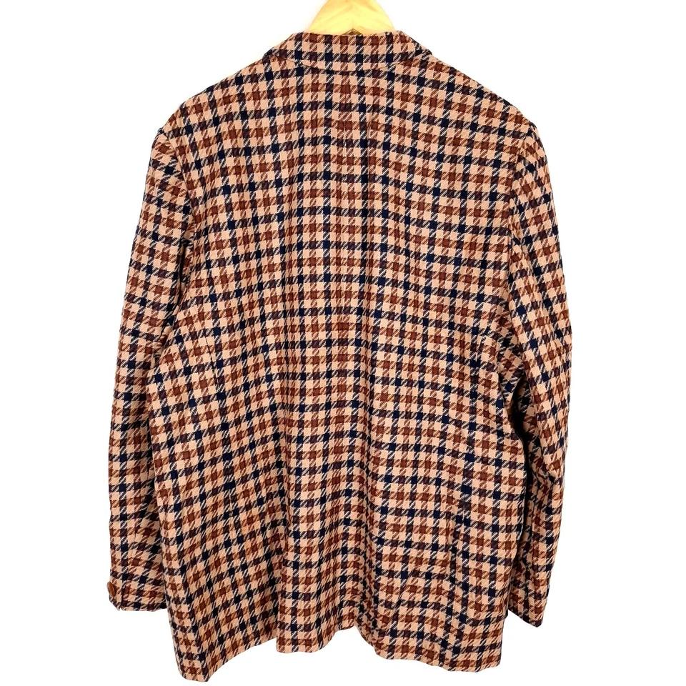 PENDLETON Men Blazer Size ~3XL EU56 UK46 Brown Single Breasted Tweed Check - Image 3 of 4