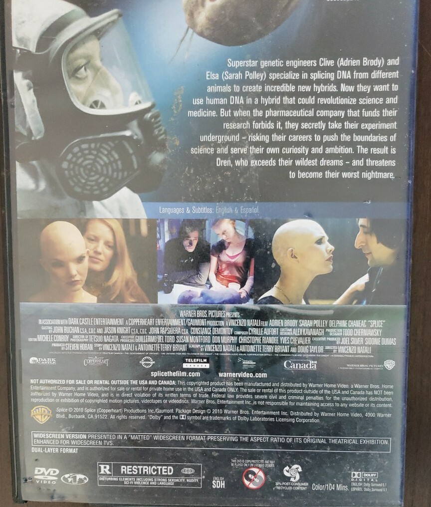 Splice (DVD 2010 Widescreen Ex-Blockbuster Rental) Adrien Brody