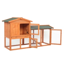 61 Inch Wooden Chicken Coop Outdoor Run Ramp Garden Bunny Rabbit Hutch Hen House