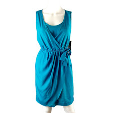 New York & Company Womens Wrap Dress Size XS Turquoise Sleeveless Cinched Waist