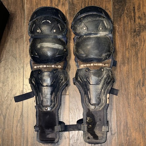 Evoshield Pro SRZ Catcher's Protective Pre-Owned Used Navy Shin Leg Guard Uppers - Picture 5 of 24
