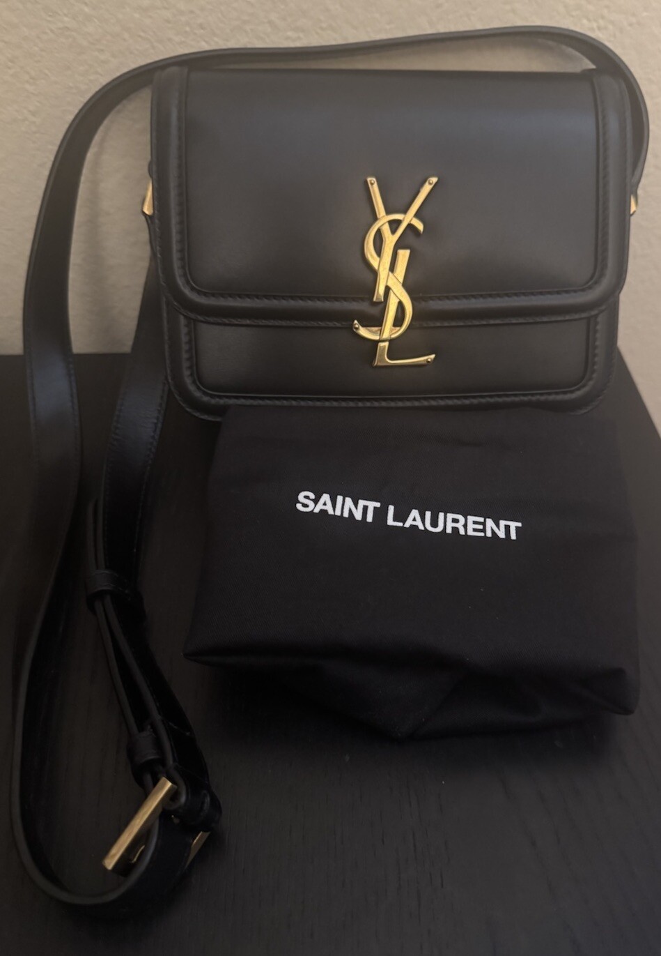 Borsa a tracolla Saint Laurent Solferino in pelle nuova senza etichetta nera