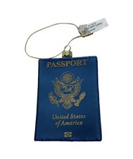 Christmas Passport United States of America Tree Glass Ornament