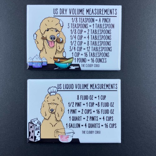 Tan Standard Poodle Dog Measuring Chart Magnets Kitchen Cooking Baking Guide - Picture 6 of 12