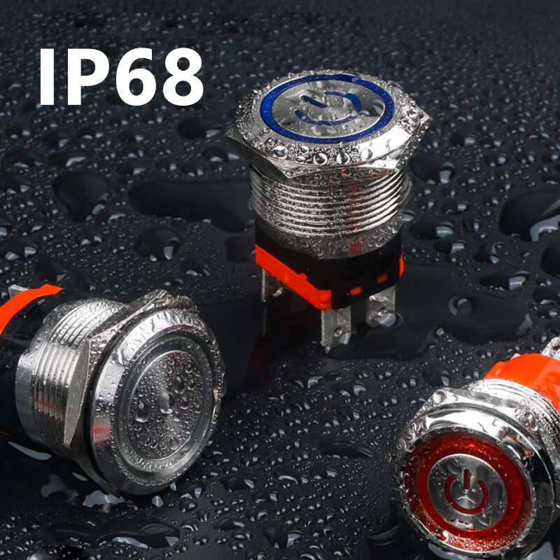 16/19/22/25mm LED Push Button Switch Momentary Latching On/Off Waterproof Metal - Image 2 of 4