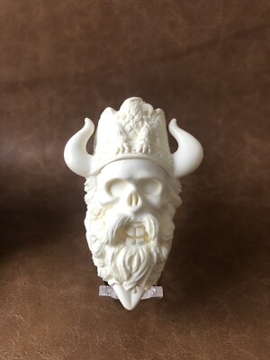 Erdogan Ege Skull Viking Head Pipe New Block Meerschaum Handmade W Case#1505