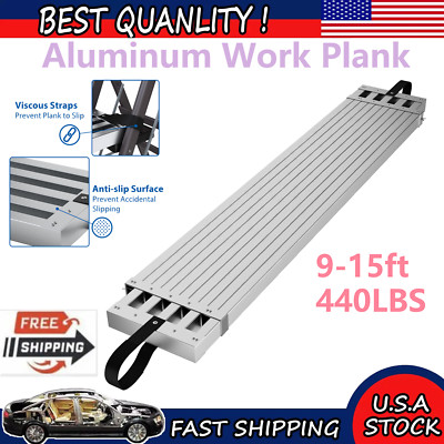 9-15 Ft 440lbs Capacity Aluminum Plank Adjustable Work Skid-Proof Platform 