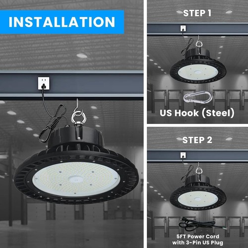 240W UFO LED High Bay Light 5700K Industrial Led Shop Lights for Warehouse, Gym - Picture 8 of 12