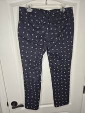 TOMMY HILFIGER Womens ANCHORS Straight Leg Navy Pants Size 8 W/ Pockets