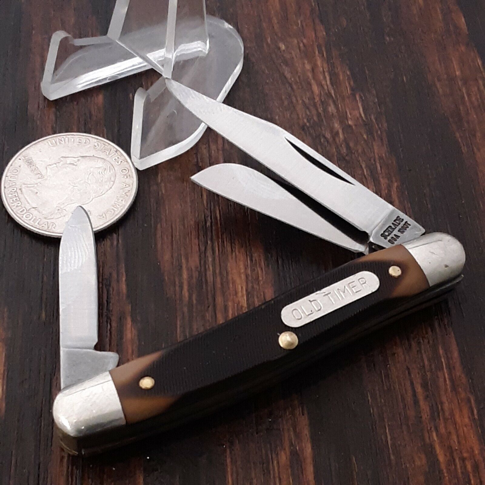 SCHRADE KNIFE MADE IN USA 108OT SMALL STOCKMAN 3 BLADE VINTAGE FOLDING POCKET 