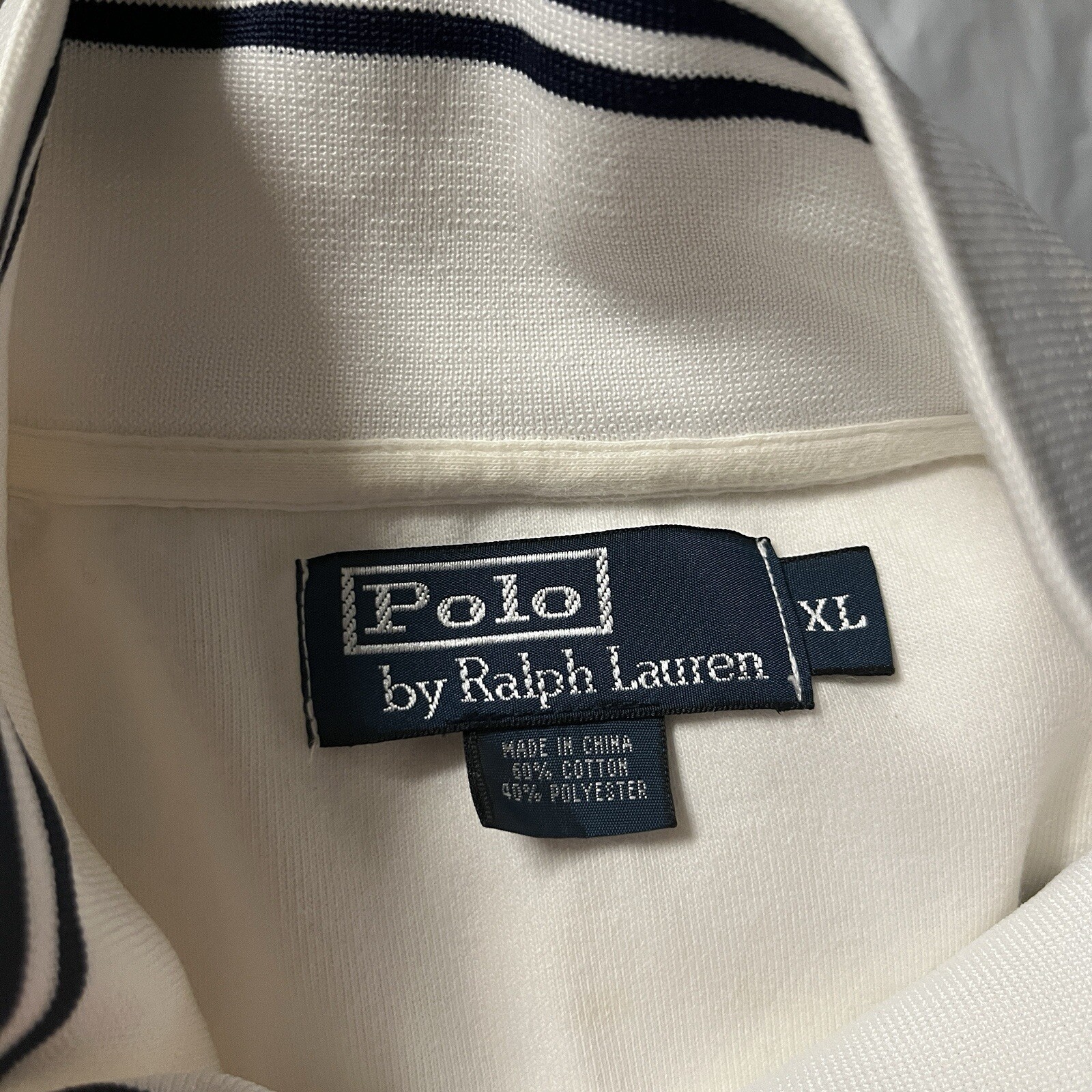 Polo Ralph Lauren Track Jacket Vintage Uomo XL Big Pony Bianco Blu