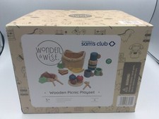 Wonder Wise 29 Pc Wooden Picnic Playset Water Bottle Fruit/Vegetable Set, BNIB