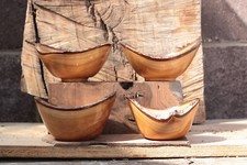Four, Small, Cherry, WOOD, Hand Made, Lathe Turned, Wooden, Bowls, Bowl