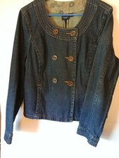 Sonoma Stretch Denim Jacket, Blazer, Double Breasted, Size L, 540