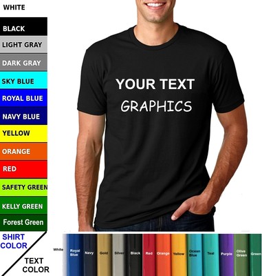 Your Text Custome Mens Short Sleeve Cotton Solid T Shirt Top Front Back