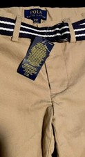 POLO RALPH LAUREN STRETCH BELTED CHINOS KHAKI PANTS KHAKI-BEIGE TODDLERS SIZE 3T