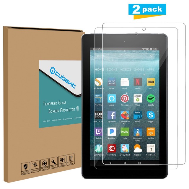 Fire 7 Tablet Screen Protector 7" 2 Pack Tempered Glass Bubble Free 9H