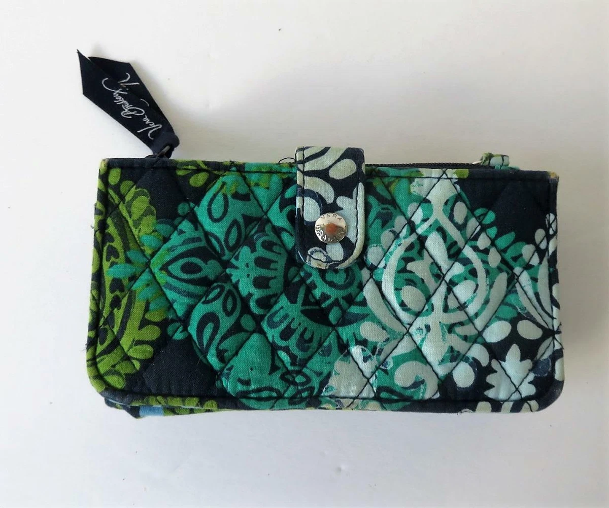 Vera Bradley Small Trifold Wallet , Blue, Green, White Baroque Pattern |  eBay