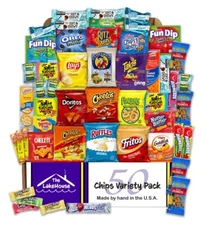 Chips Variety Pack 50 Count - Snacks Sampler Care Packages - College Students