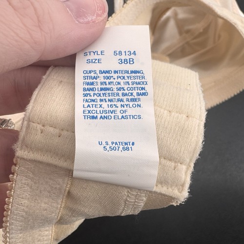VTG Timeless Comfort Bra Size 38B Nude Unpadded Back Close Wireless Padded Strap - Picture 7 of 7