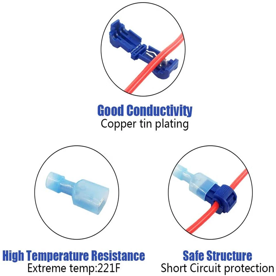 240Pcs Quick Splice T-Tap Insulated Crimp Terminals Kit Spade Wire Connectors US - Image 3 of 4