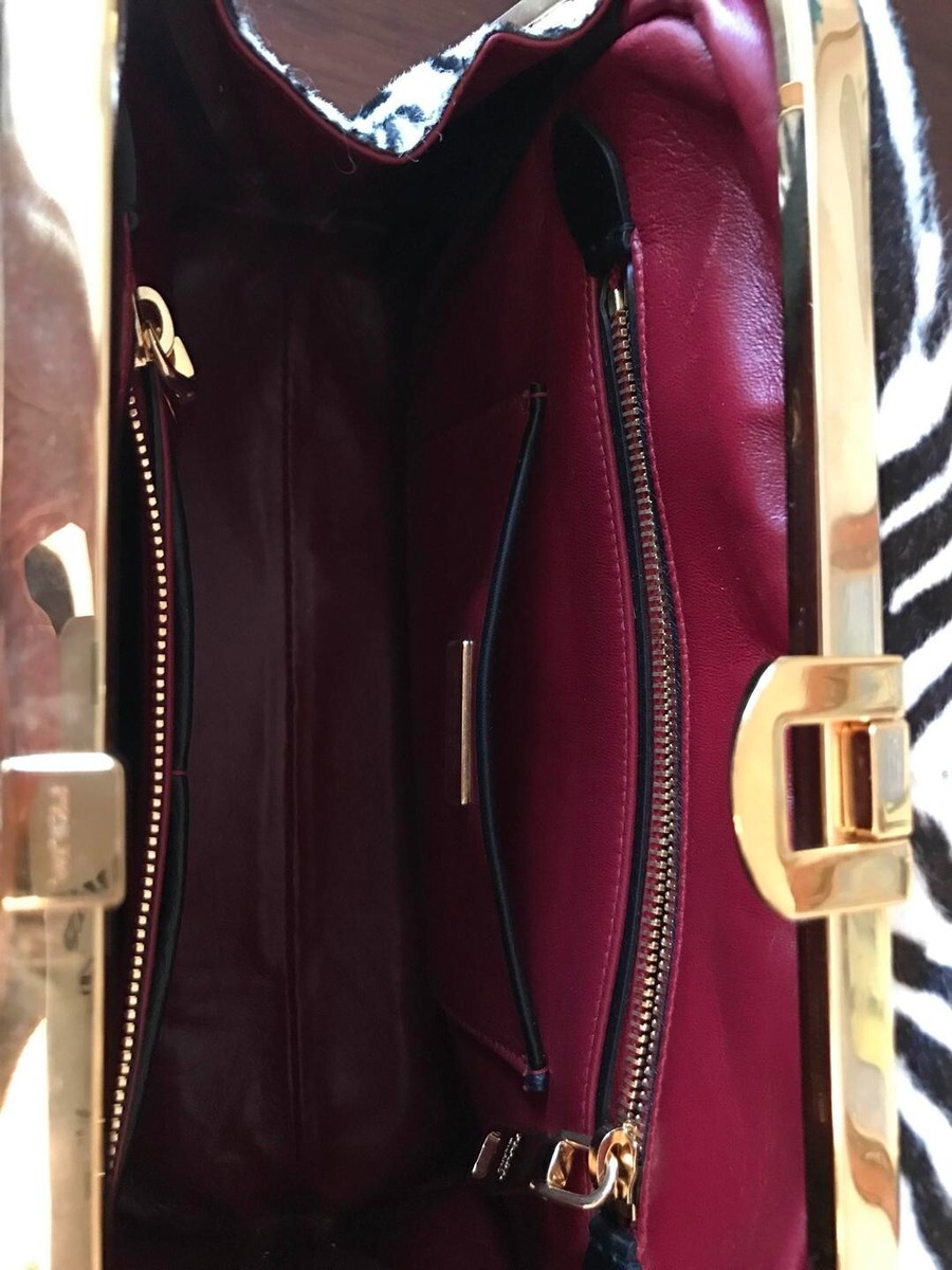 Authentic Prada Vintage Hand Bag Zebra Pattern Unborn Calf