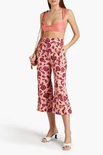 ZIMMERMANN Button Floral Linen Crop Flare Pant Size 0