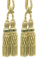 DÉCopro Doppel Quasten Vorhanghalter, Farbe# EL07 - Oliv Beige Gold [Set Mit 2]
