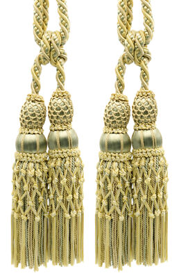 DÉCOPRO Doppel Quasten Vorhanghalter, Farbe# EL07 - Oliv Beige Gold [Set Mit 2]