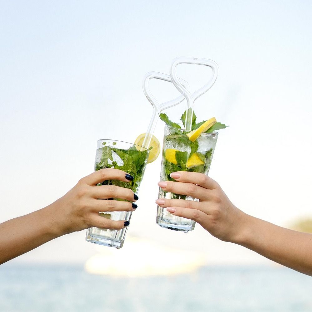 Transparent Anti Wrinkle Straw Glasses Reusable Glass Straw for Stanley