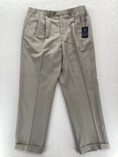 Chaps Dress Pants Mens 38x32 Gray Straight Leg Pleated Cuffed High Rise Suit NWT